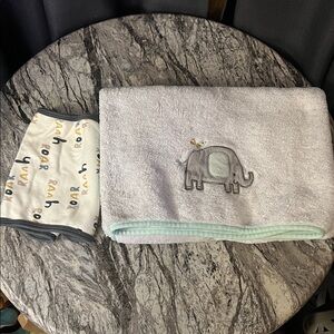 Gray Elephant Kids Blanket Set